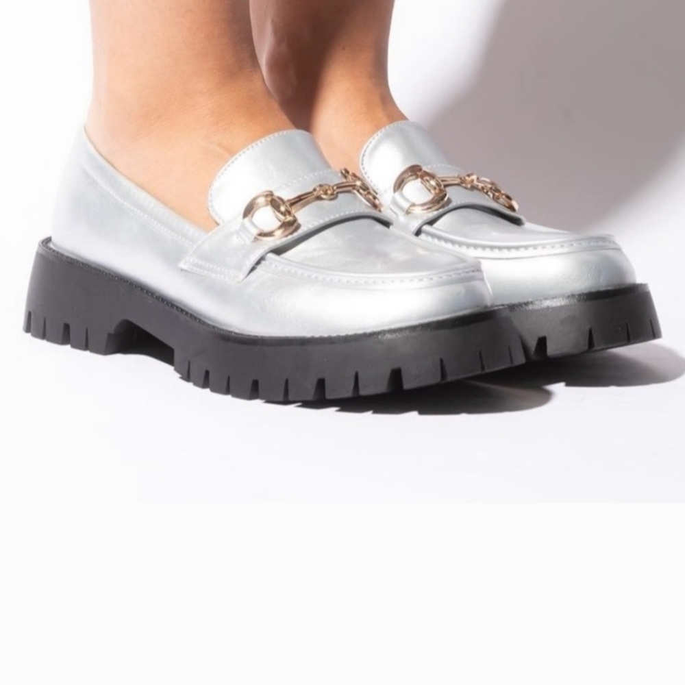 NWT SILVER LOAFERS